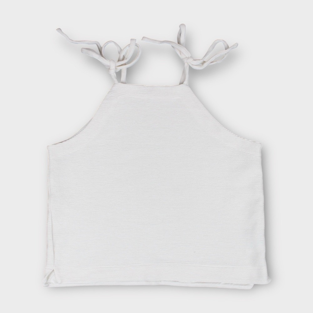 Madewell Ribbed Halter Tank Top Tie Neck White Women's Size M